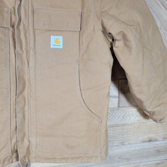 Carhartt Mens XL Tan Duck Canvas Work Jacket Corduroy Collar Quilted Lining - Picture 5 of 16